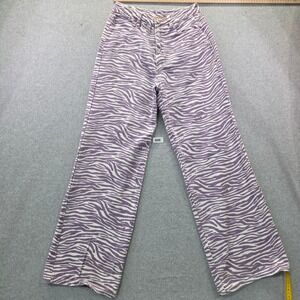 Bailey Rose Purple Zebra Print High Waisted Wide Leg Pants Womens Small Animal